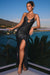 « Joella » — Robe Longue Dos Nu Ornée, Noir