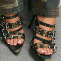 « Camo Chic » — Mules Stiletto à Boucle, Camouflage