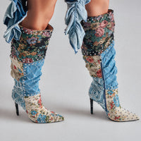 « Aquarelle » — Bottes à talon stiletto, Denim
