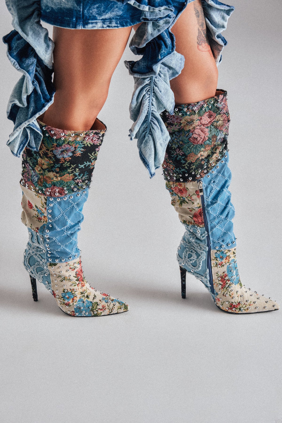 « Aquarelle » — Bottes à talon stiletto, Denim