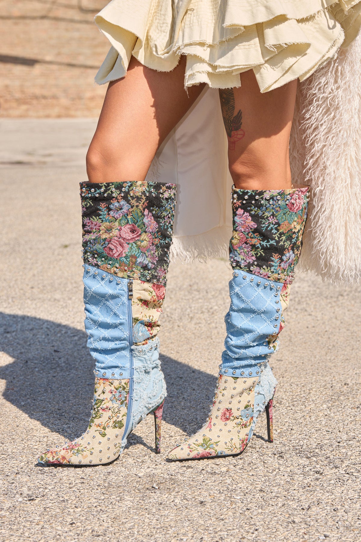 « Aquarelle » — Bottes à talon stiletto, Denim