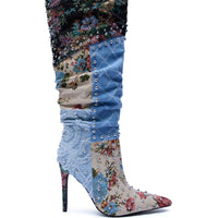 « Aquarelle » — Bottes à talon stiletto, Denim
