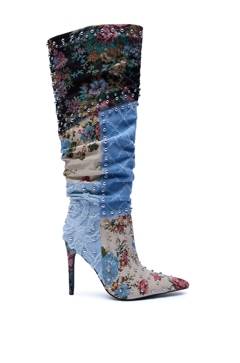 « Aquarelle » — Bottes à talon stiletto, Denim