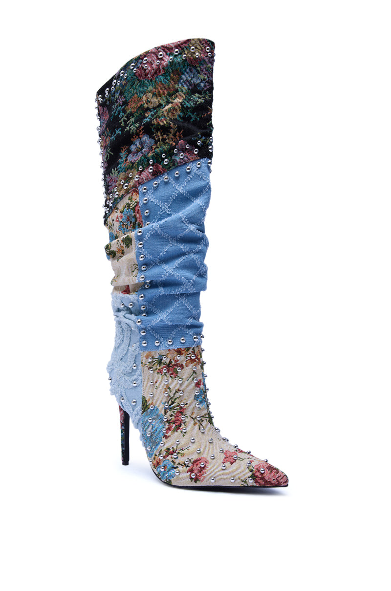 « Aquarelle » — Bottes à talon stiletto, Denim