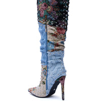 « Aquarelle » — Bottes à talon stiletto, Denim