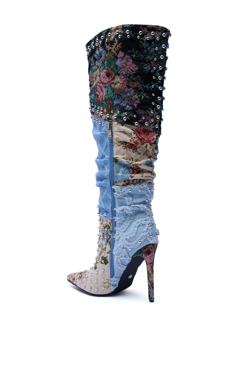 « Aquarelle » — Bottes à talon stiletto, Denim