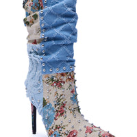 « Aquarelle » — Bottes à talon stiletto, Denim