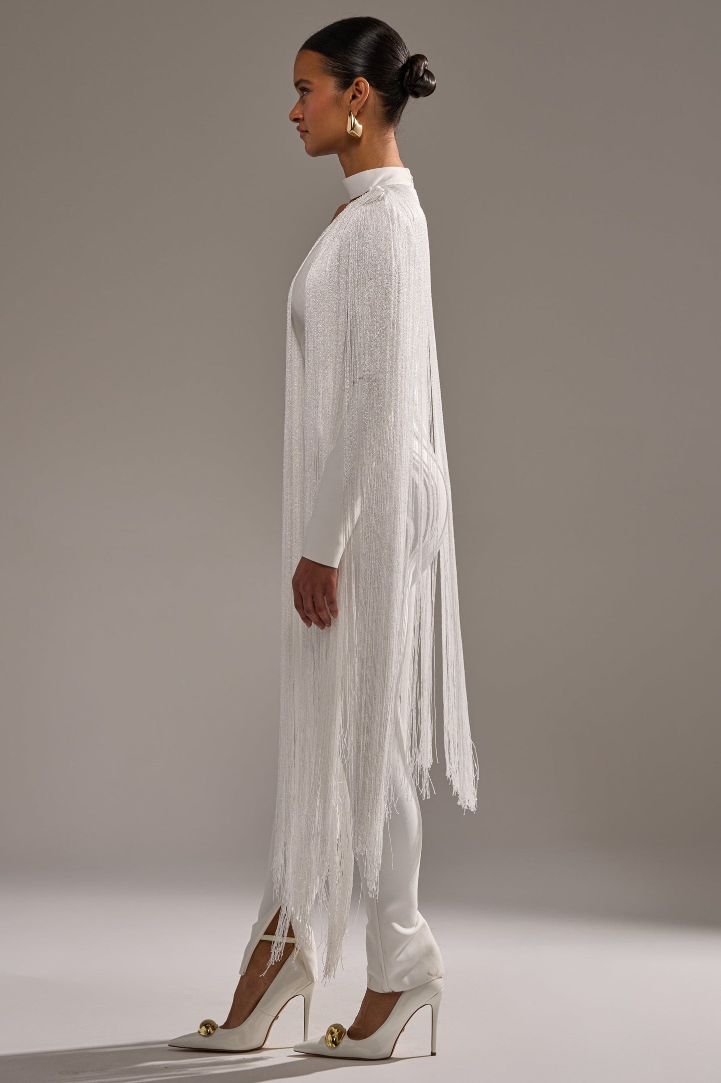 « Frisson » — Combinaison Moulante à Franges, Blanc