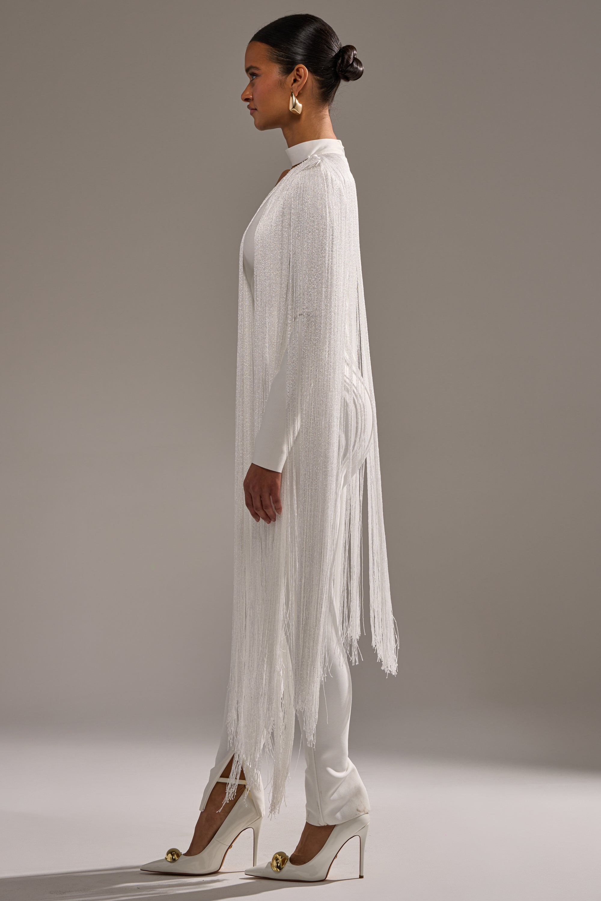 « Frisson » — Combinaison Moulante à Franges, Blanc