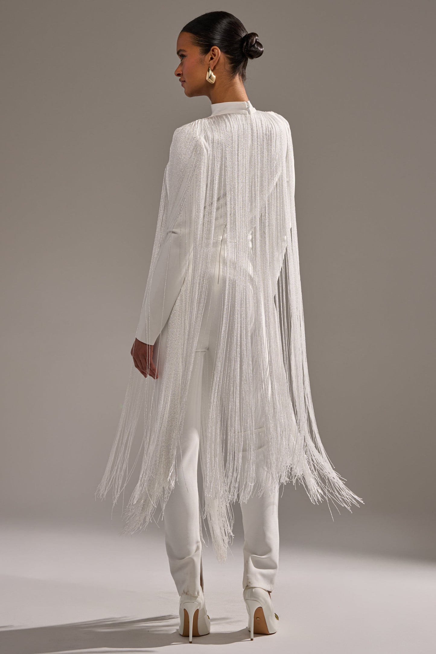 « Frisson » — Combinaison Moulante à Franges, Blanc