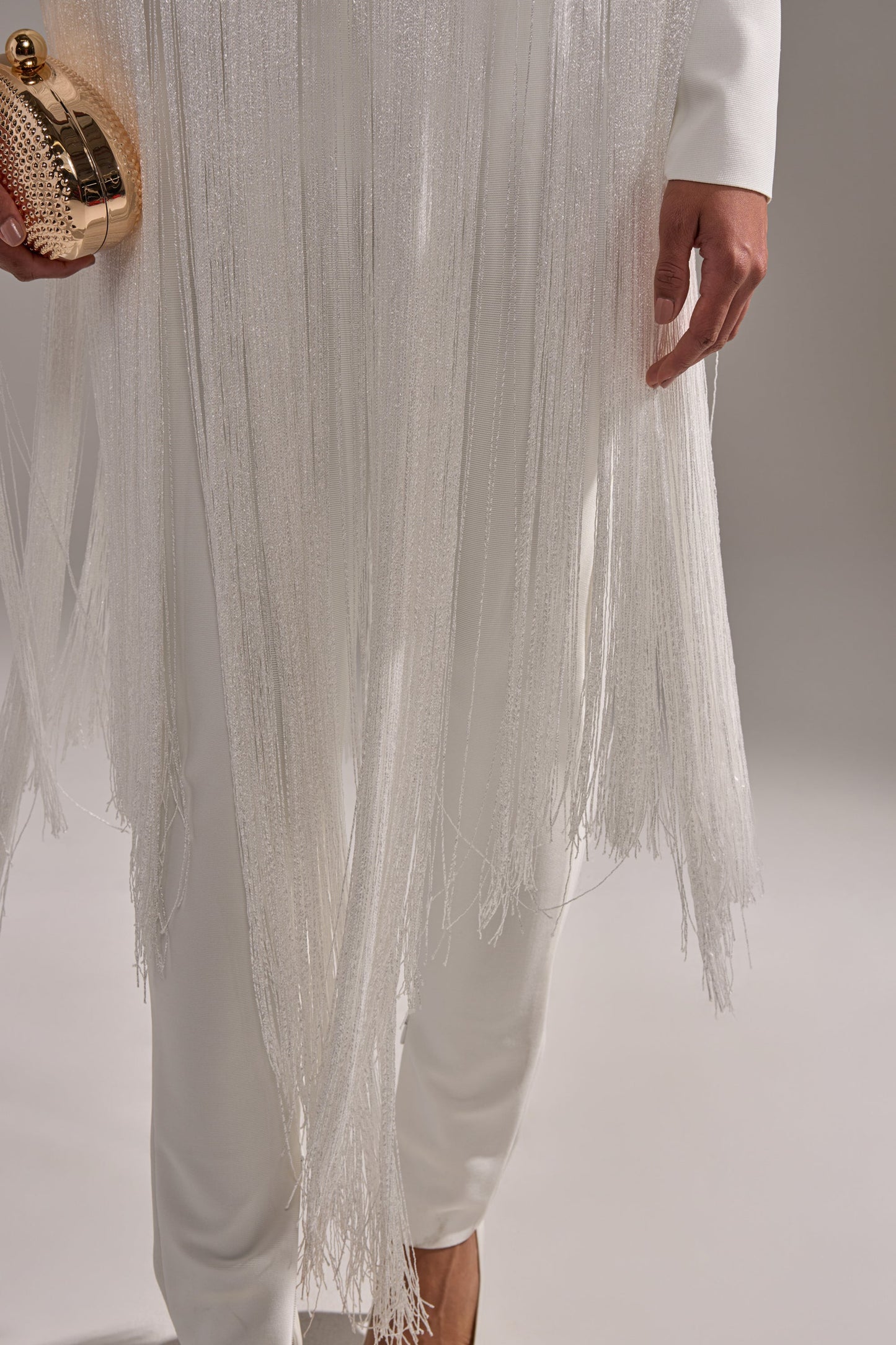 « Frisson » — Combinaison Moulante à Franges, Blanc