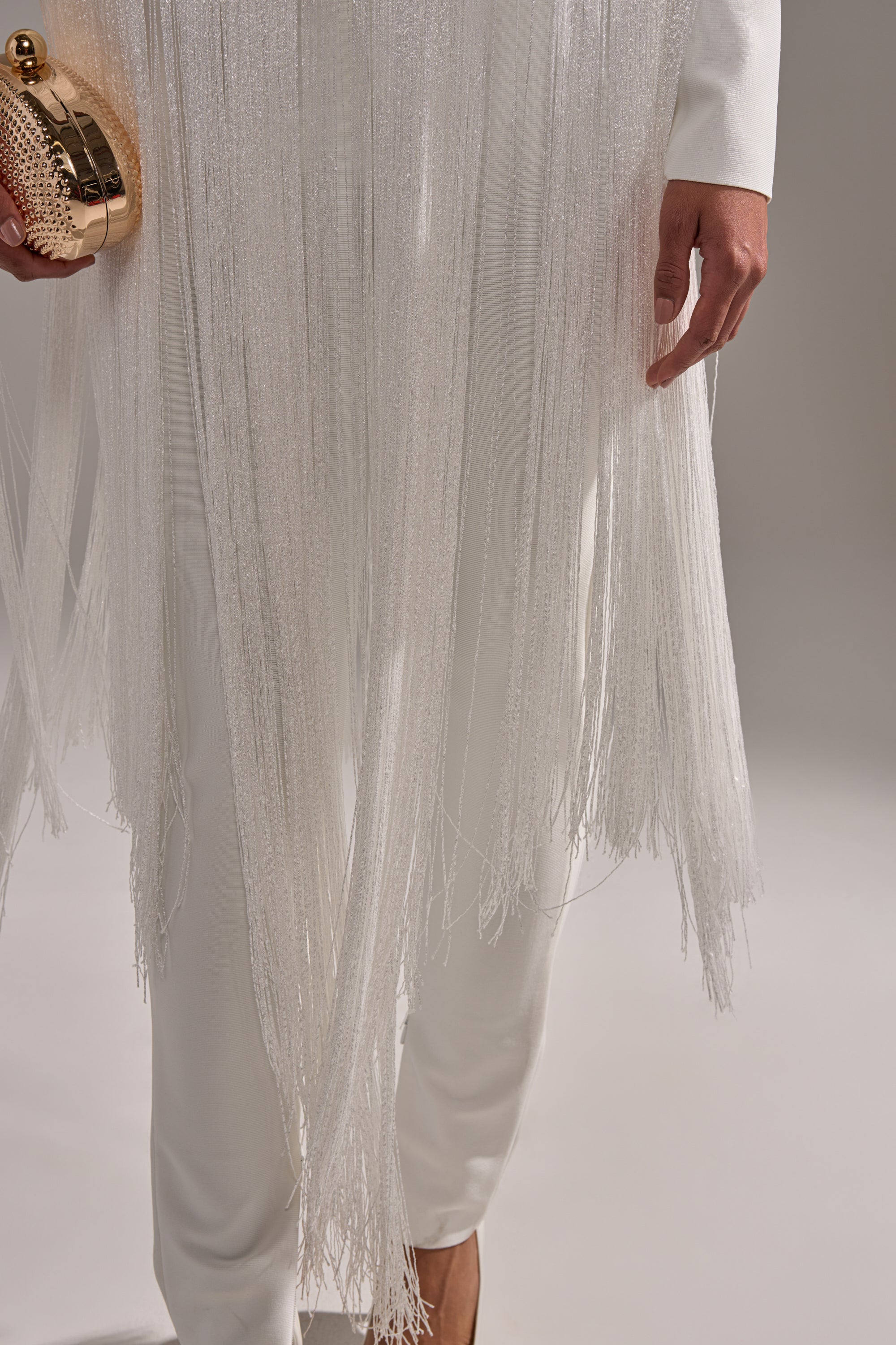 « Frisson » — Combinaison Moulante à Franges, Blanc