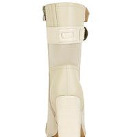 « Ivoire » — Bottines à Talon Bloc, Blanc Cassé