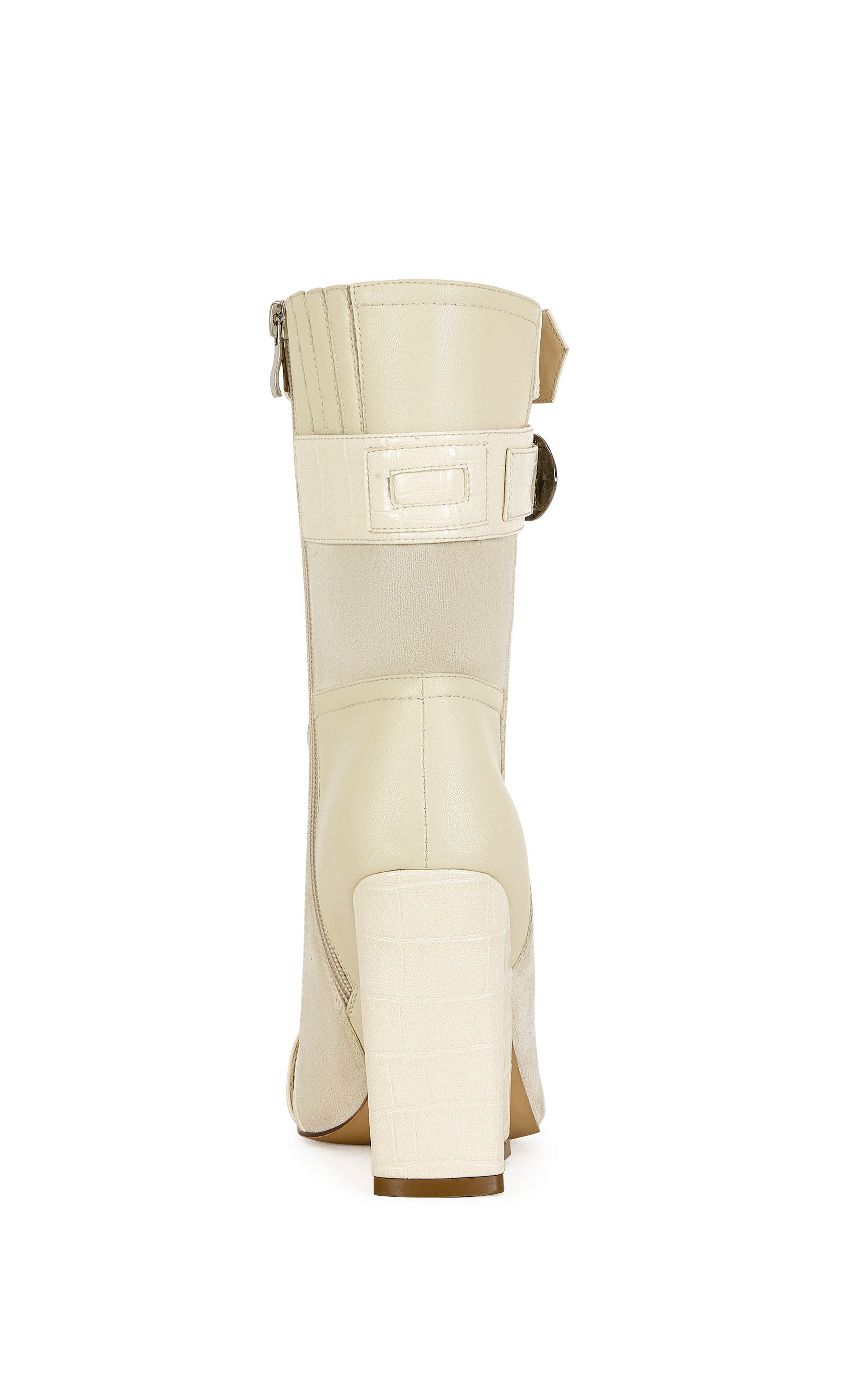 « Ivoire » — Bottines à Talon Bloc, Blanc Cassé