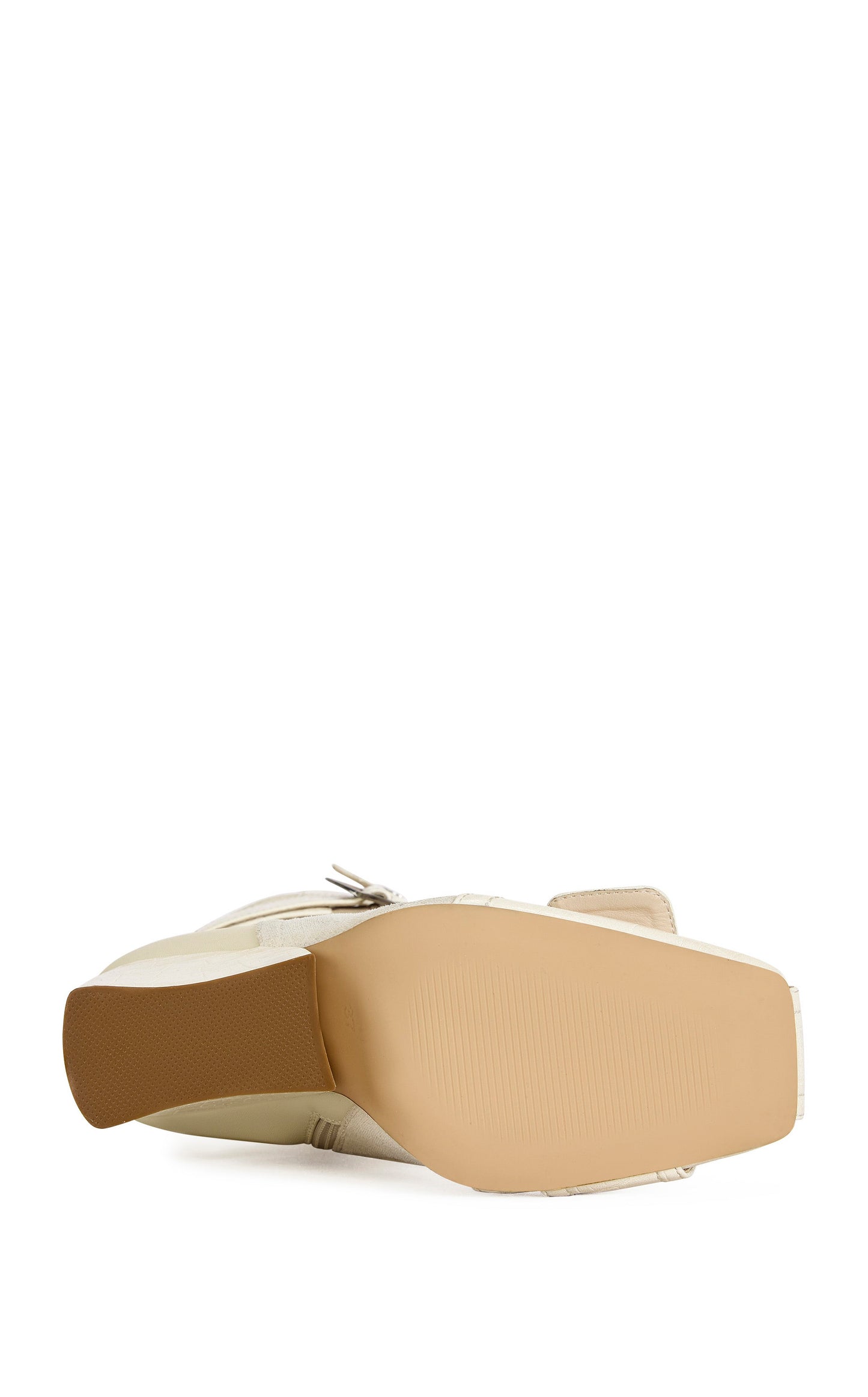 « Ivoire » — Bottines à Talon Bloc, Blanc Cassé