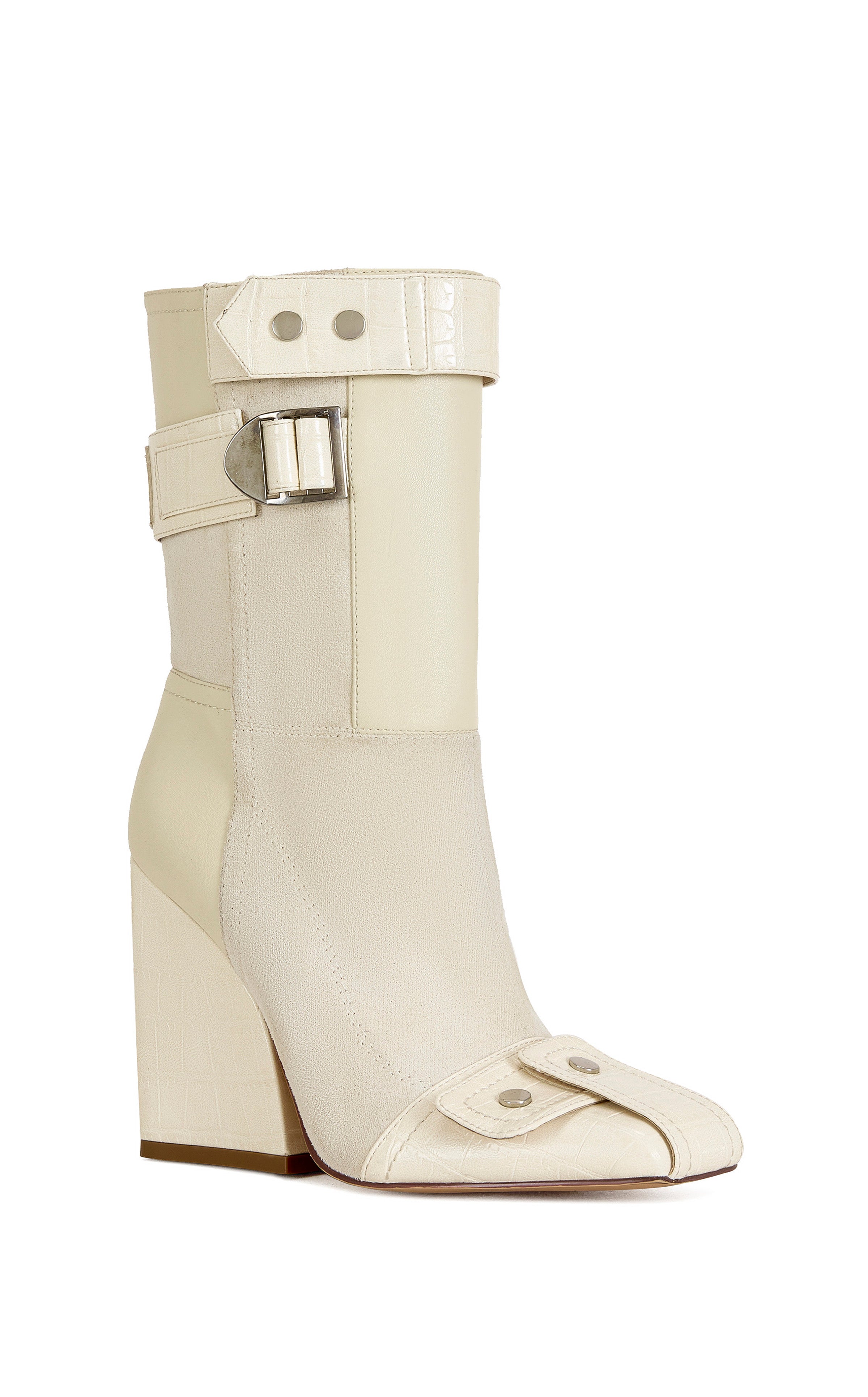 « Ivoire » — Bottines à Talon Bloc, Blanc Cassé