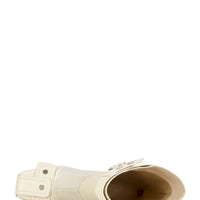 « Ivoire » — Bottines à Talon Bloc, Blanc Cassé