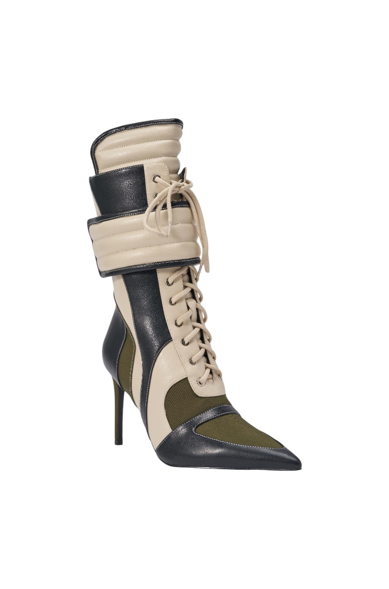 « Volute » — Bottines à talon bloc, Olive