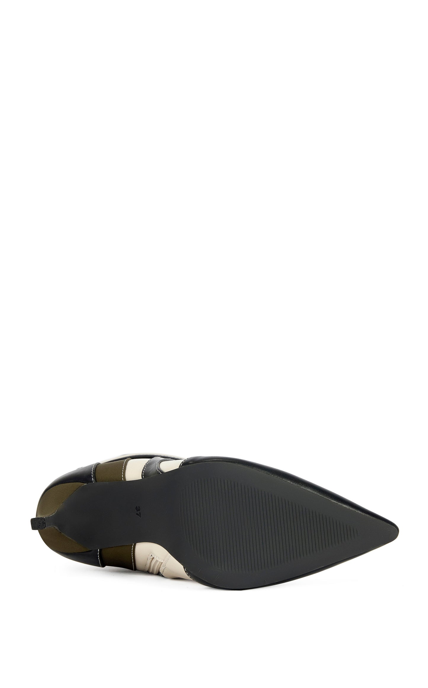 « Avant-Garde » — Bottines Stiletto Colorblock, Olive et Crème