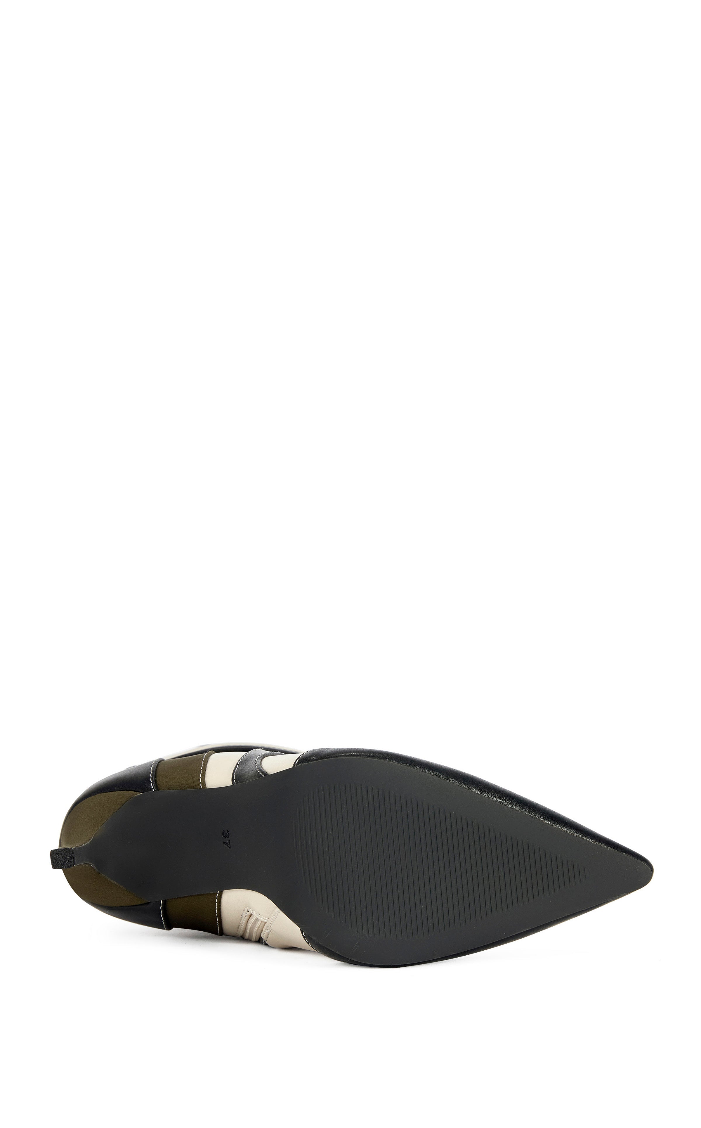 « Avant-Garde » — Bottines Stiletto Colorblock, Olive et Crème
