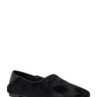 « Velours » — Ballerines en Cuir Texturé, Noir