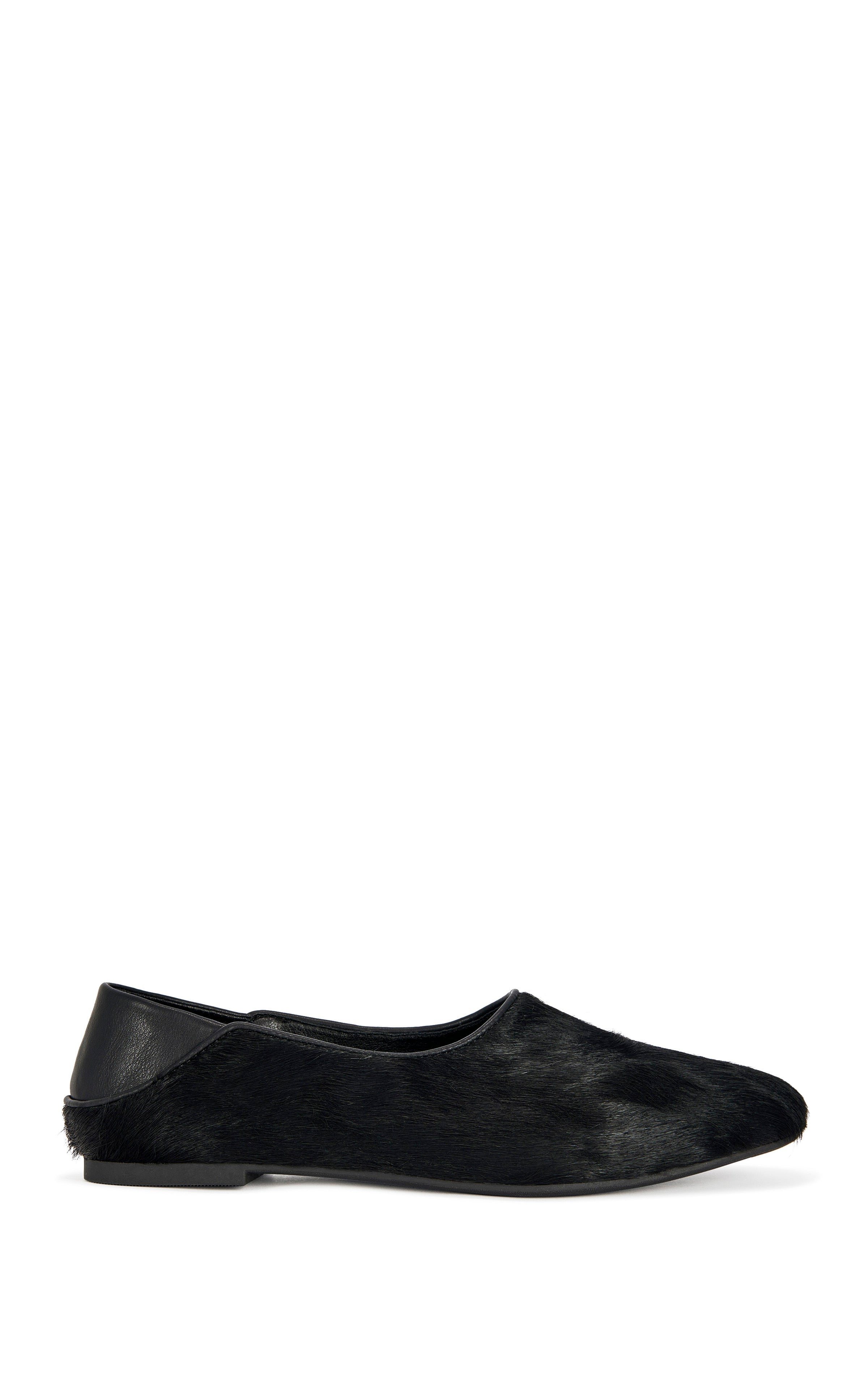 « Velours » — Ballerines en Cuir Texturé, Noir