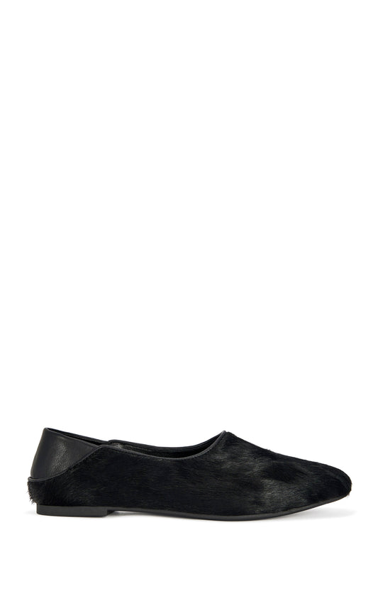 « Velours » — Ballerines en Cuir Texturé, Noir
