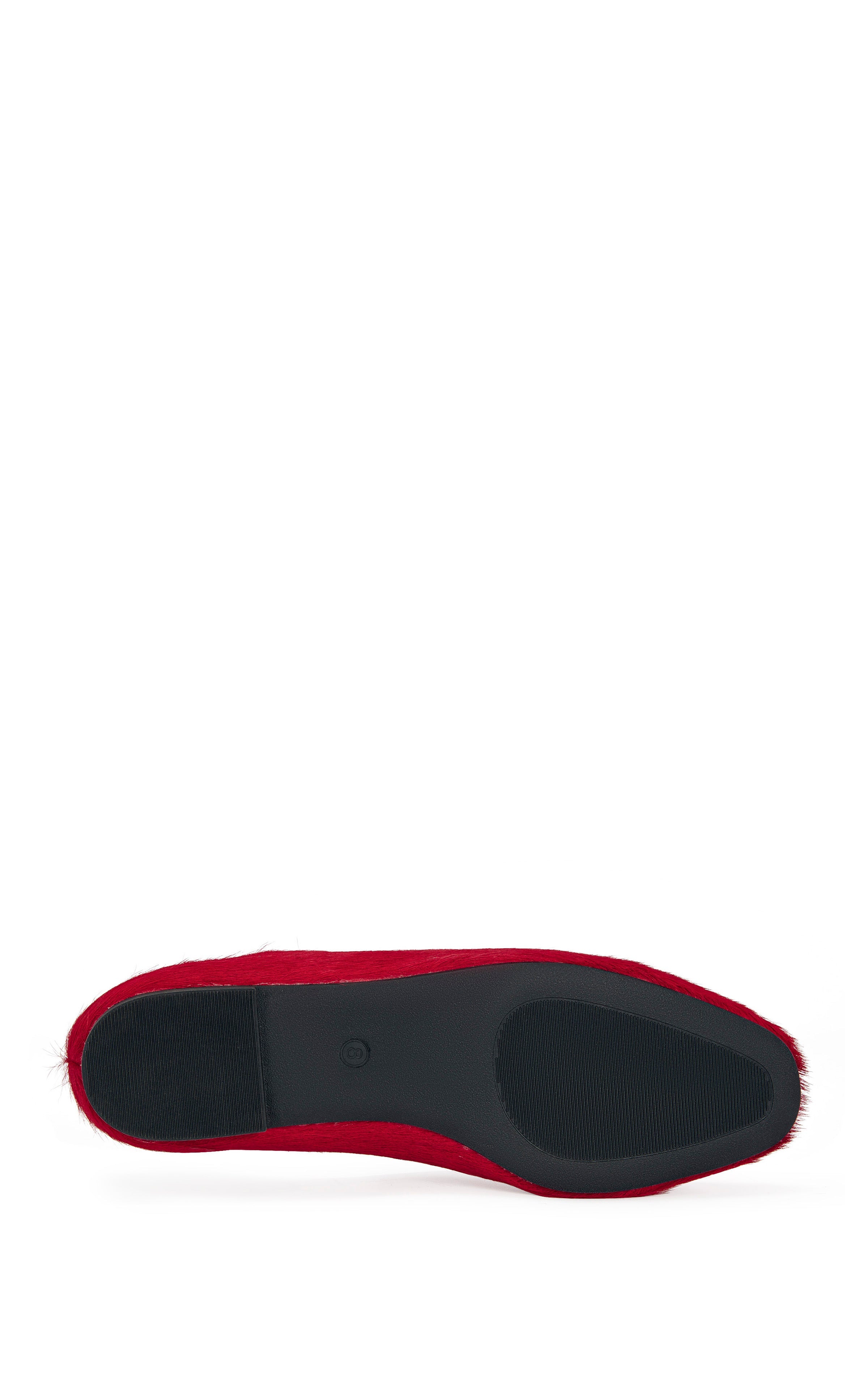 « Velours » — Ballerines en Cuir Texturé, Rouge