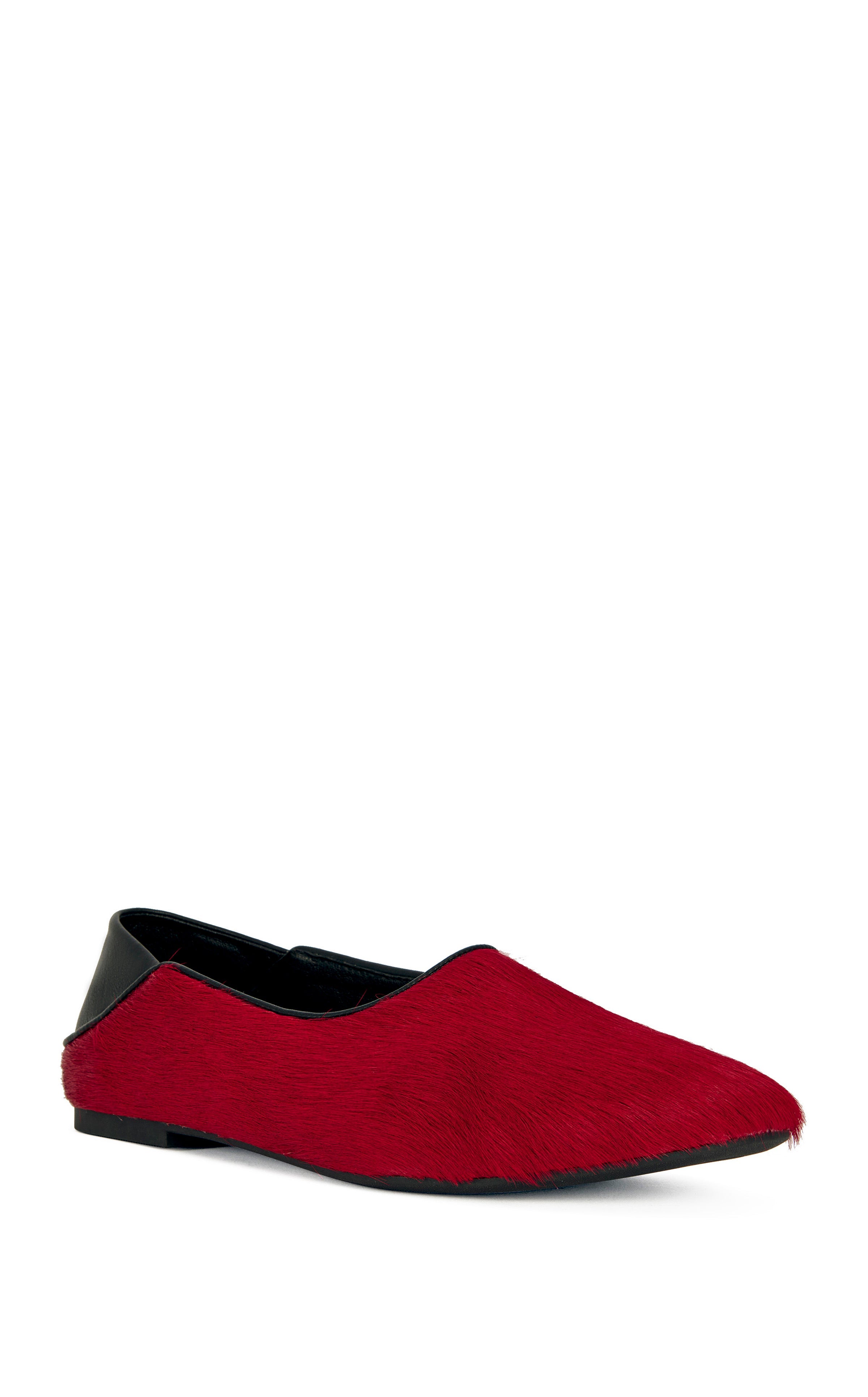 « Velours » — Ballerines en Cuir Texturé, Rouge