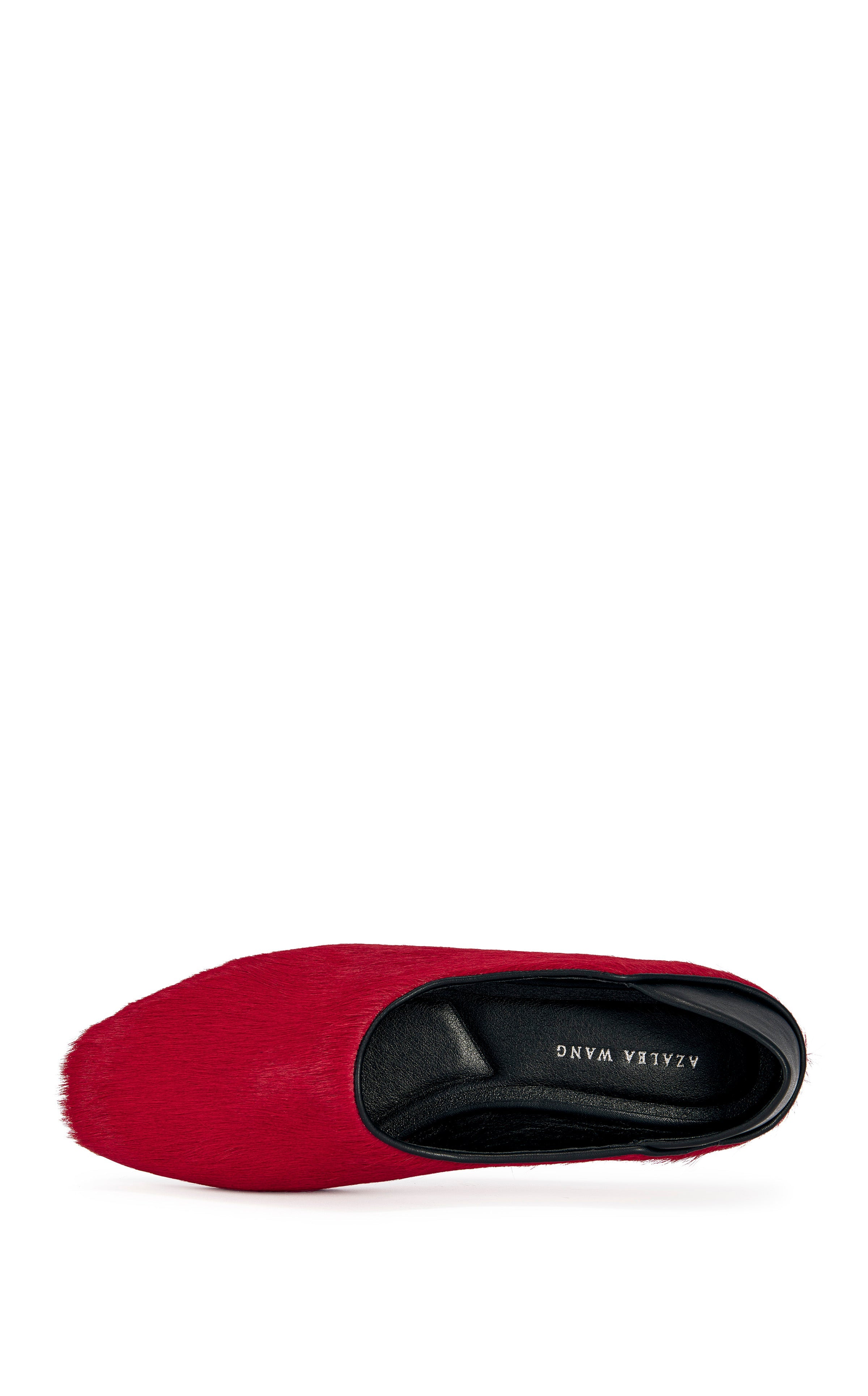 « Velours » — Ballerines en Cuir Texturé, Rouge