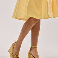AZALEA WANG AVENY GOLD STRAP ROUND TOE WEDGE SANDAL