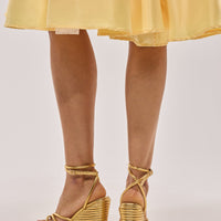 AZALEA WANG AVENY GOLD STRAP ROUND TOE WEDGE SANDAL