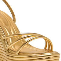 AZALEA WANG AVENY GOLD STRAP ROUND TOE WEDGE SANDAL