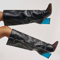 « Satin » — Bottes à talon bloc, Noir