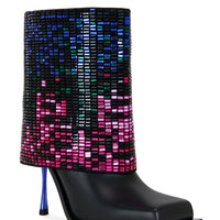 « Disco » — Bottines Stiletto à Strass, Noir Multicolore