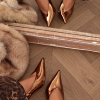 « Lueur Bronze » — Escarpins Slingback à Bout Pointu, Bronze