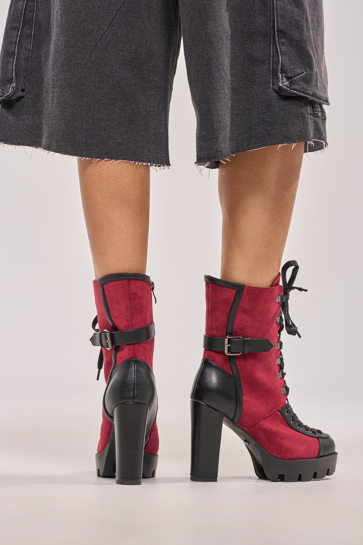 « Vénus » — Bottines à talon bloc, Bordeaux