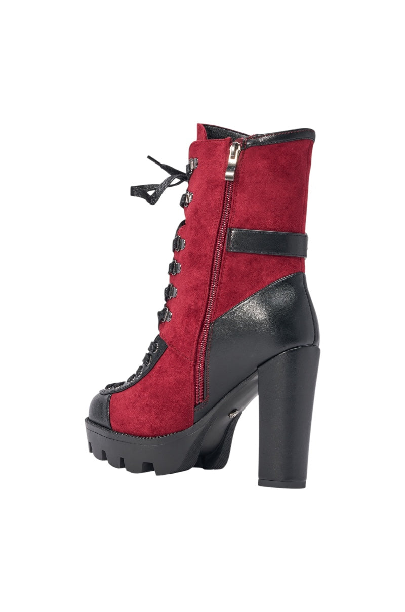 « Vénus » — Bottines à talon bloc, Bordeaux