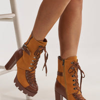 « Orage » — Bottines à talon bloc, Camel