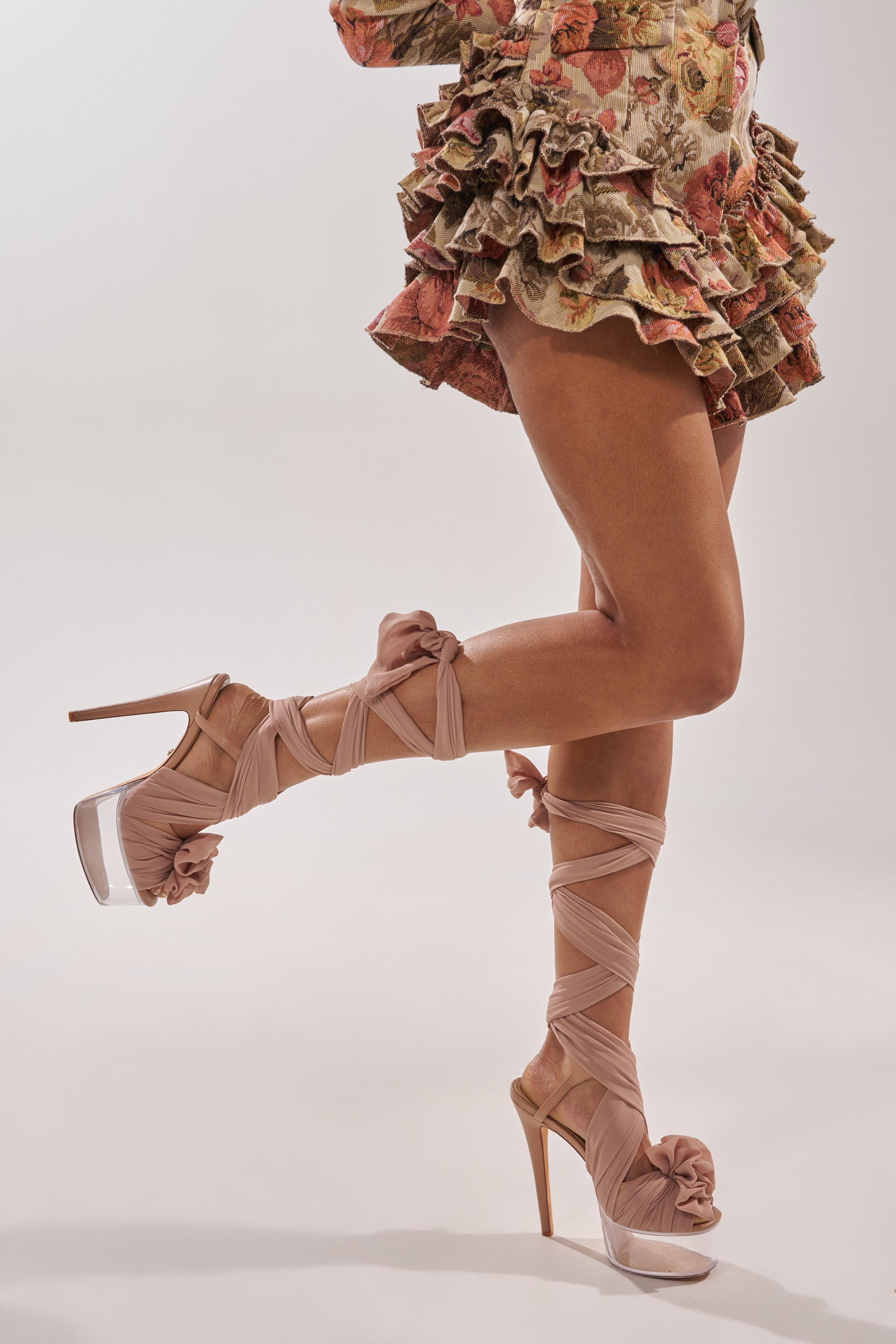 « Nymphe » sandales stiletto plateforme nude