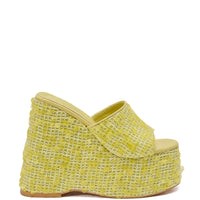 AZALEA WANG BETSEY YELLOW SEQUIN RAFFIA WEDGE