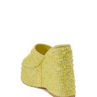 AZALEA WANG BETSEY YELLOW SEQUIN RAFFIA WEDGE