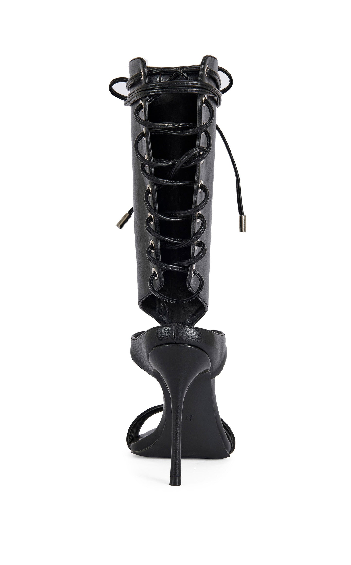 « Nocturne » — Sandales Stiletto à Laçage Haut, Noir