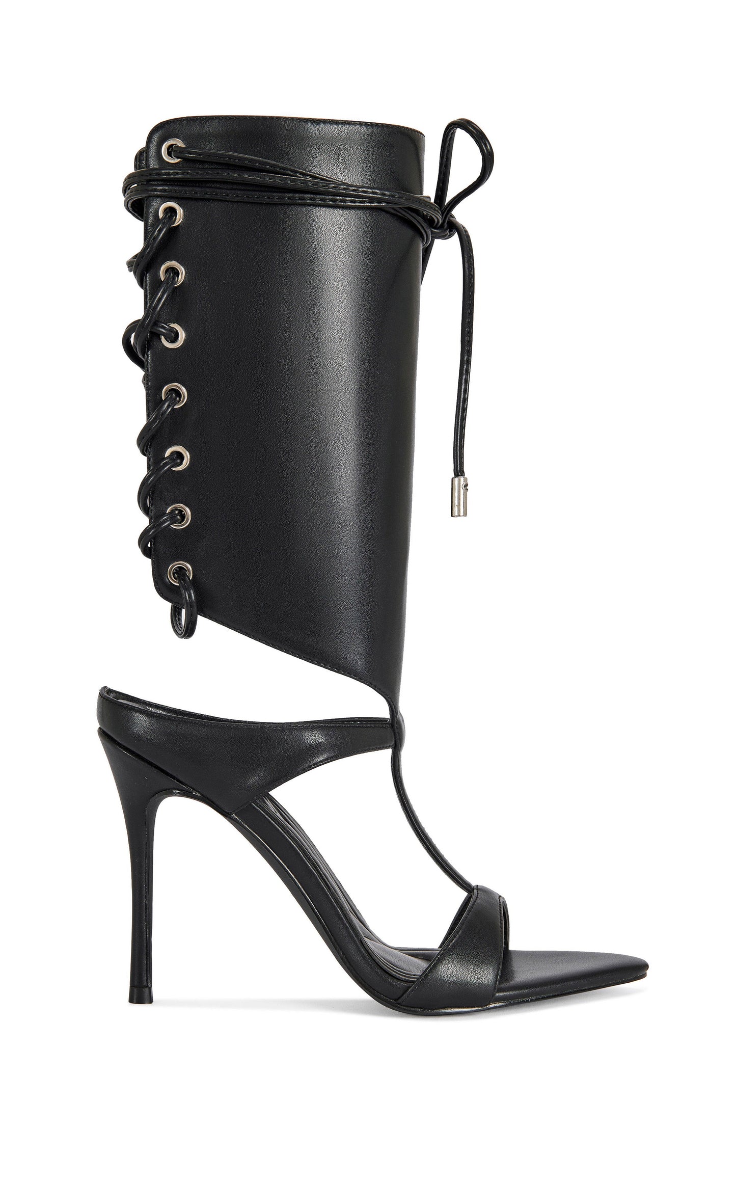 « Nocturne » — Sandales Stiletto à Laçage Haut, Noir