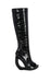« Éclipse » — Bottes Hautes à Talon Sculptural, Noir Croco