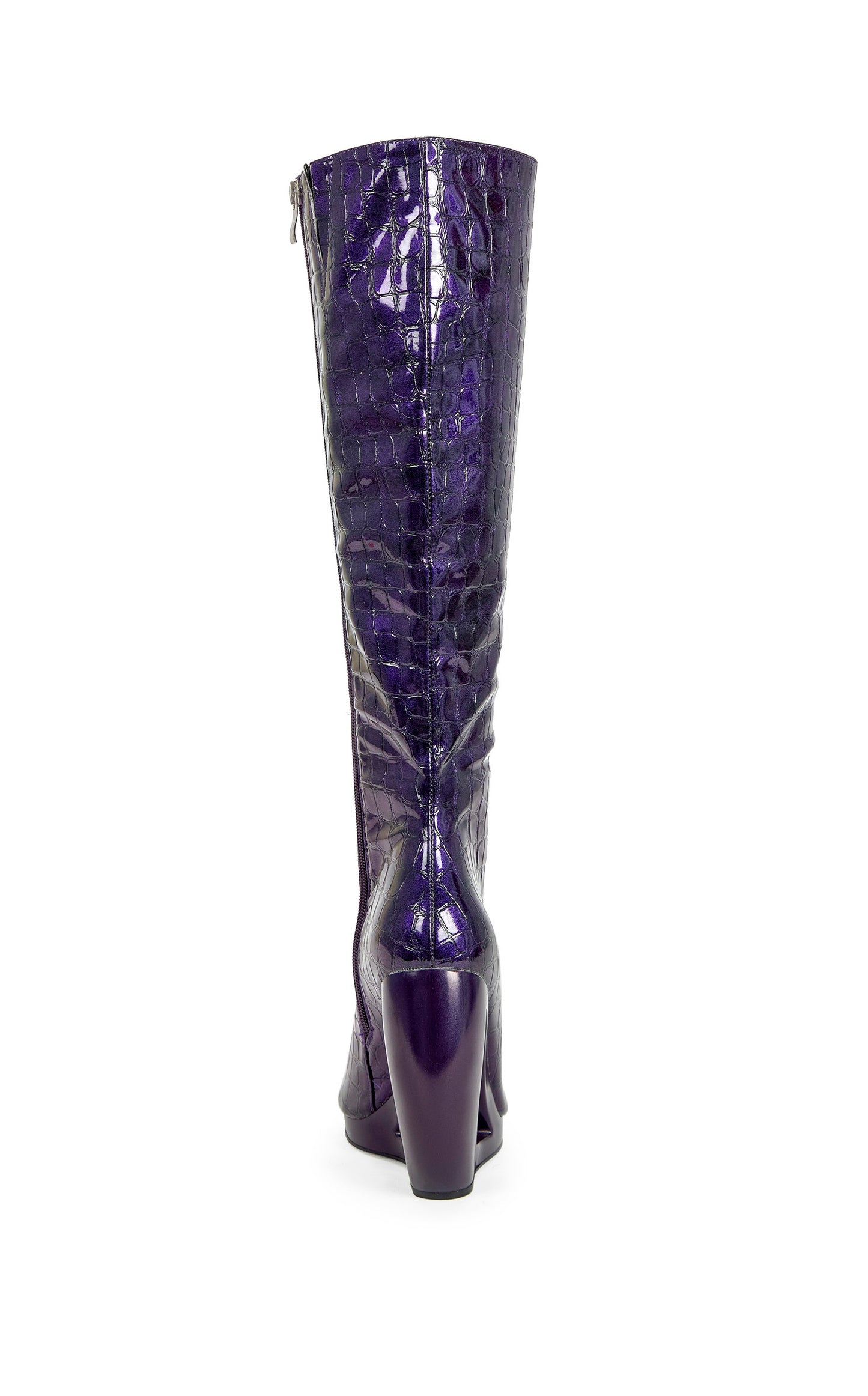 « Éclipse » — Bottes Hautes à Talon Sculptural, Violet Noir