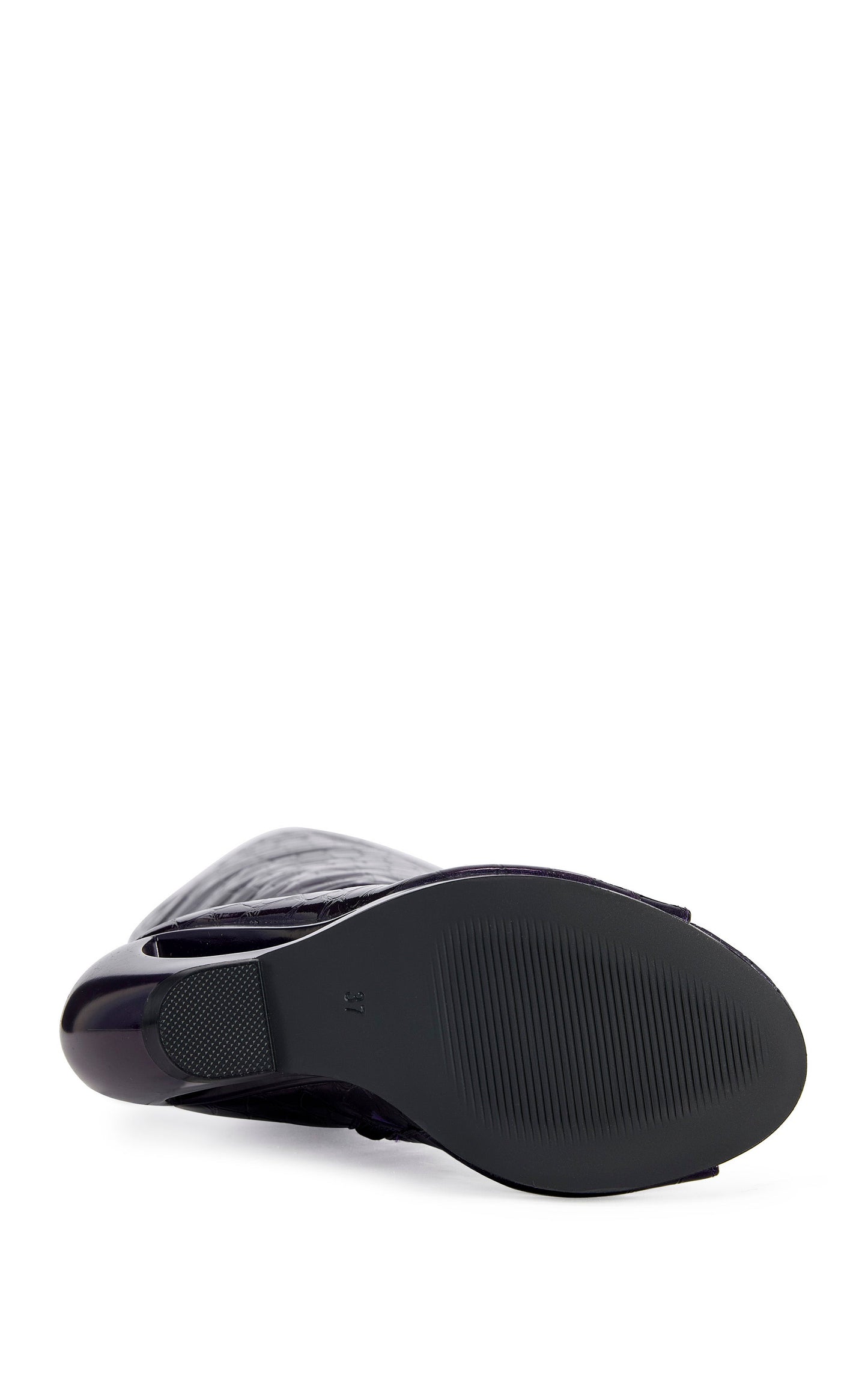 « Éclipse » — Bottes Hautes à Talon Sculptural, Violet Noir