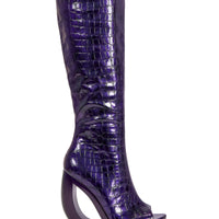« Éclipse » — Bottes Hautes à Talon Sculptural, Violet Noir
