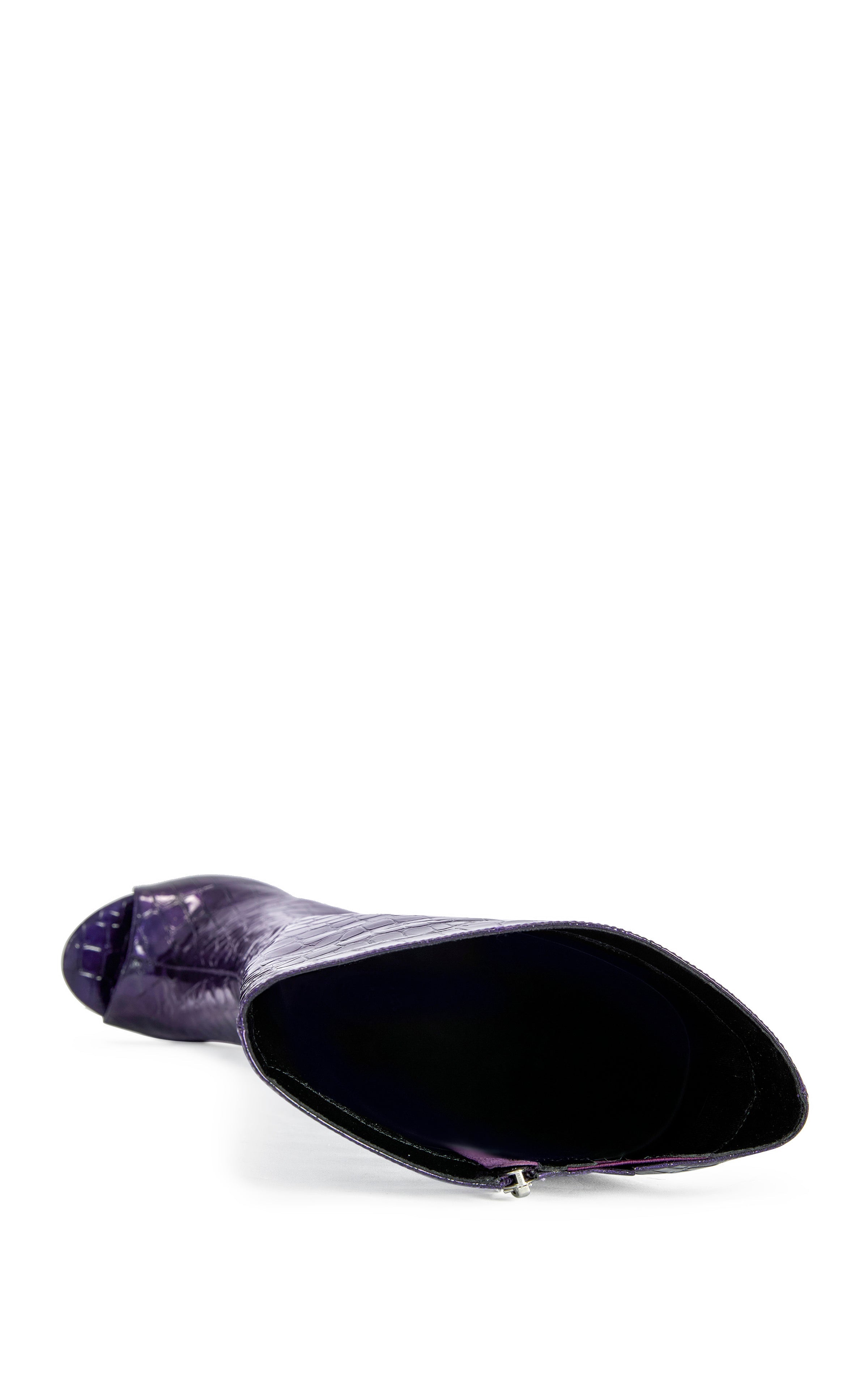 « Éclipse » — Bottes Hautes à Talon Sculptural, Violet Noir