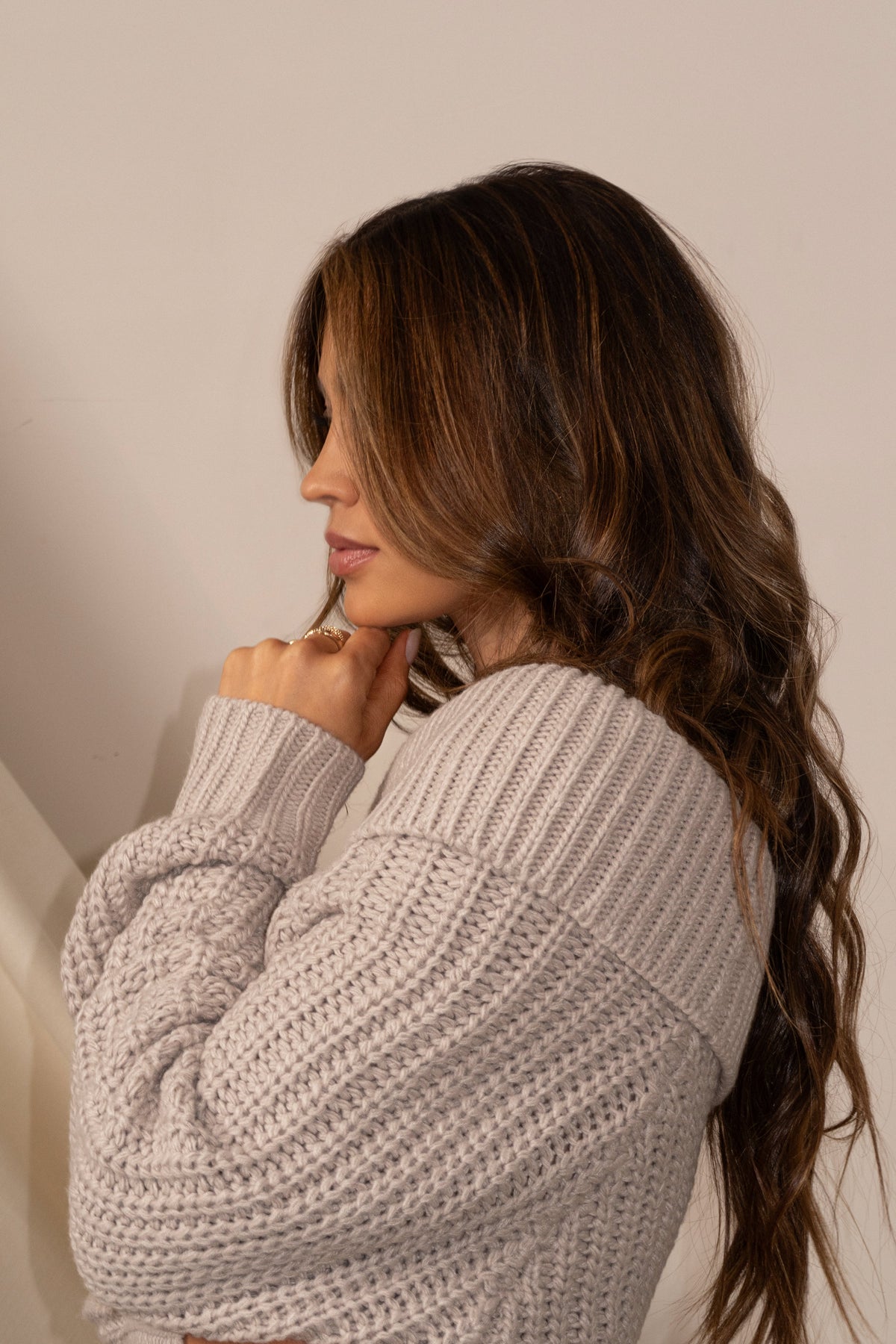 «Trame d'hiver» — robe en maille, grège